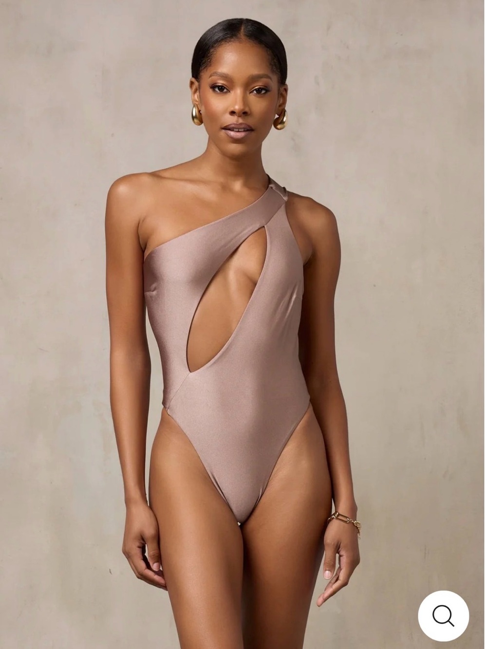 Sleek One-Shoulder One-Piece Swimsuit in Gray